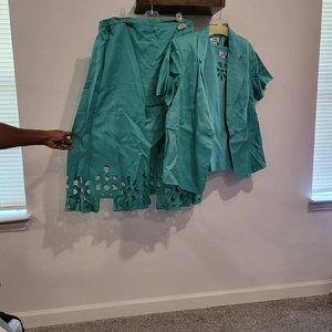 Plus Size 3-pc green linen skirt suit by La Rea Collection size 2x